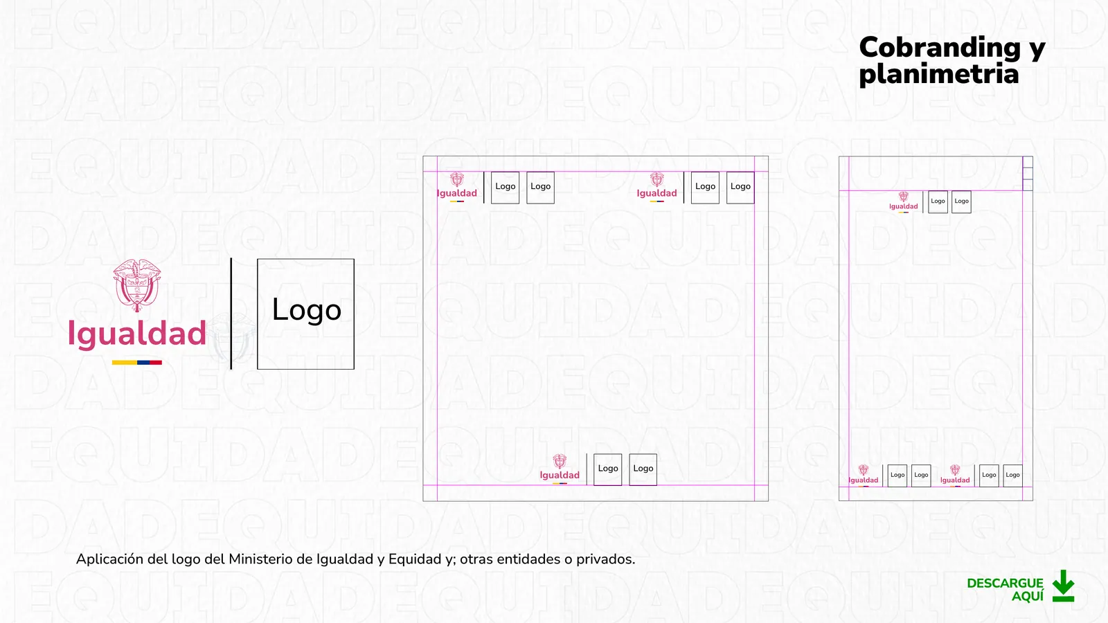 Reglas de planimetría, márgenes y cobranding con el Gobierno Nacional.