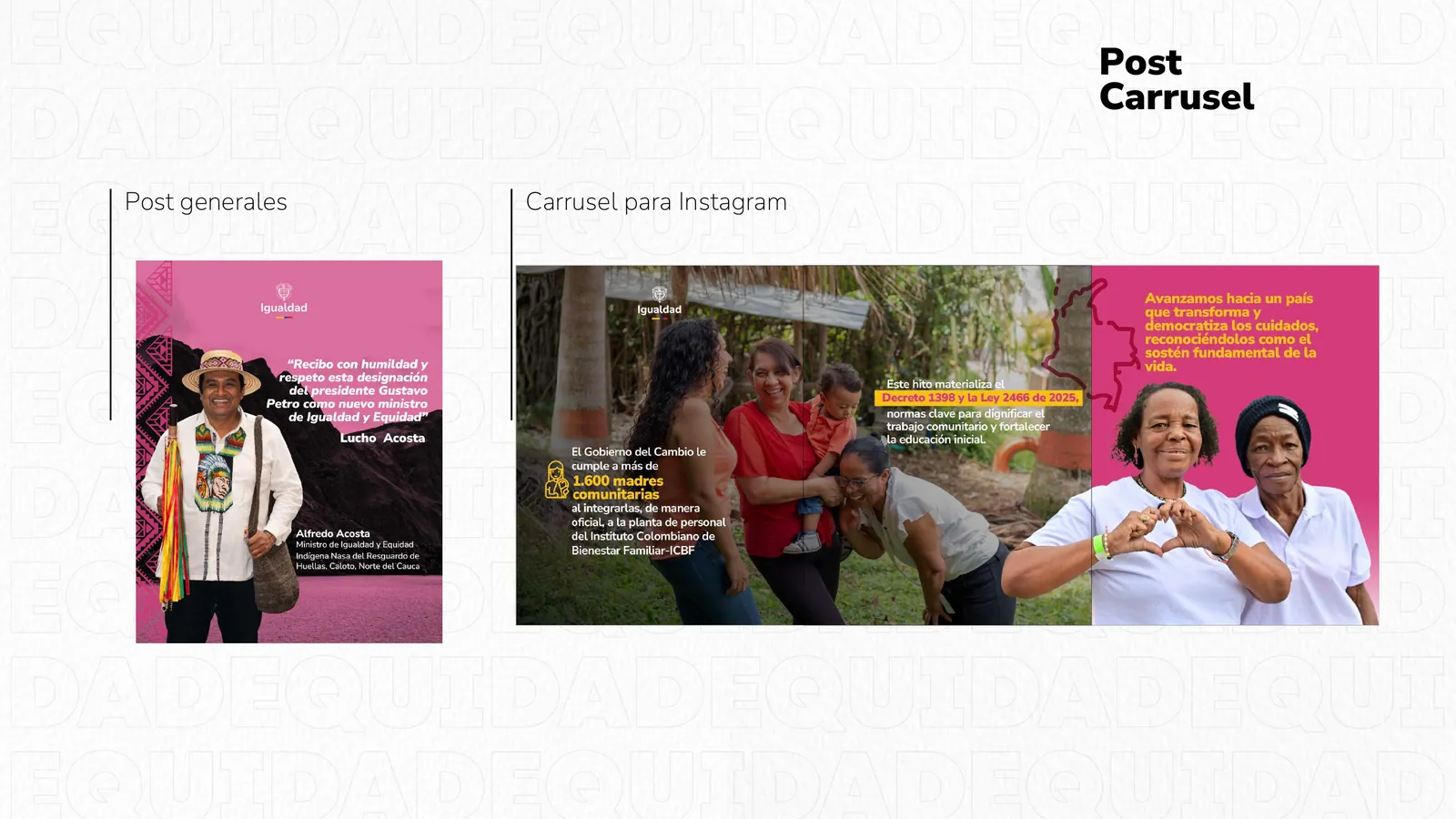 Estructura y diseño de publicaciones en carrusel para redes sociales.
