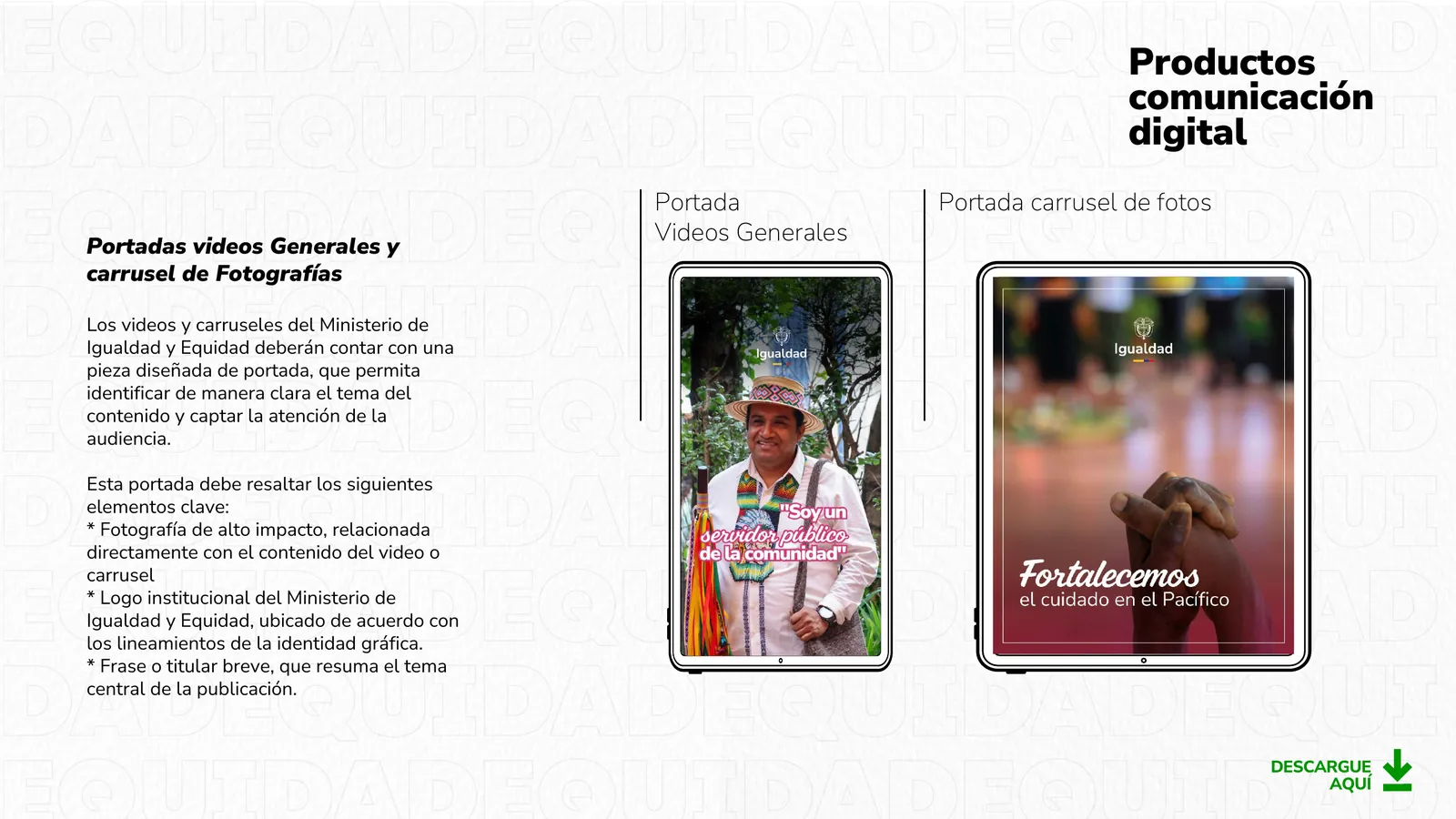 Formatos y plantillas para productos informativos semanales.